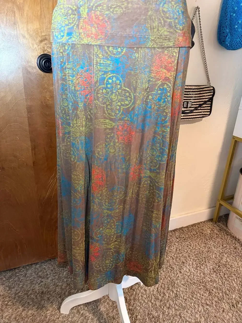 Vintage 90s Renaissance Abstract Mesh 2 Piece Maxi Skirt Set